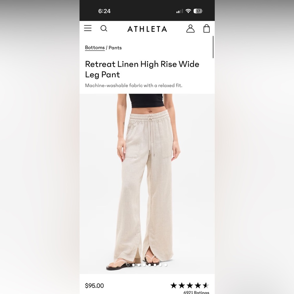 Athleta Women’s Retreat Linen High Rise Wide Leg … - image 3